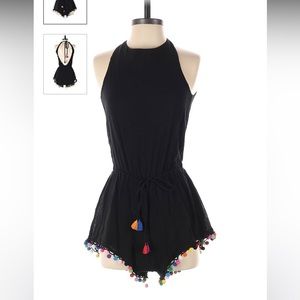 Majorelle romper pompom Pom Pom backless open back